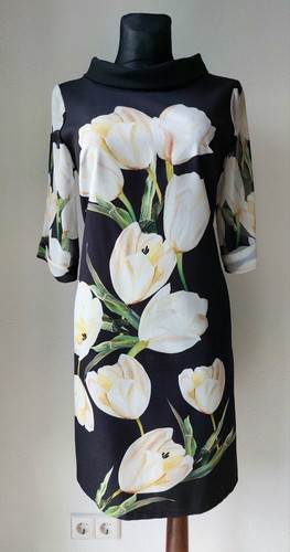 Kleid schwarz blumen - schwarz,