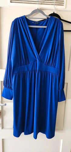Damen kleid blau chiffon - kleid,