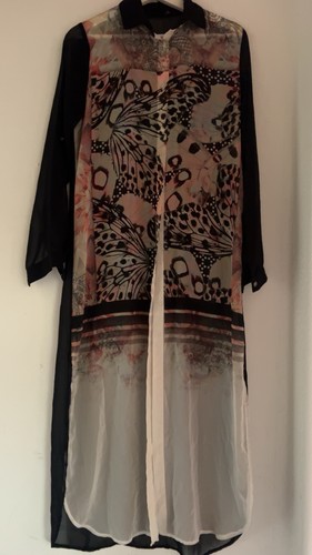 Damen tunikakleid chiffon midi - chiffon,