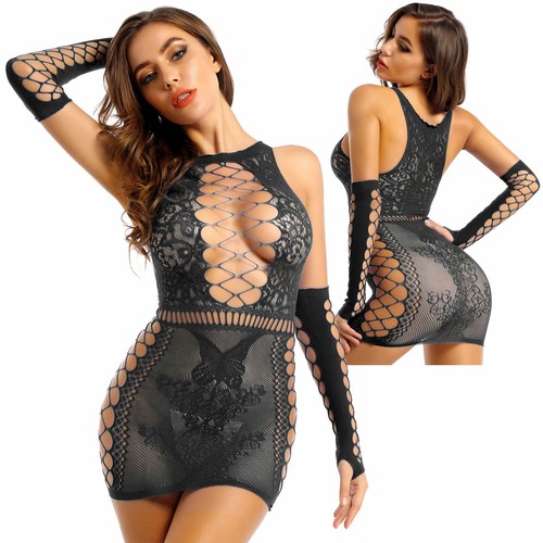 Damen fischnetz kleid - fischnetz,