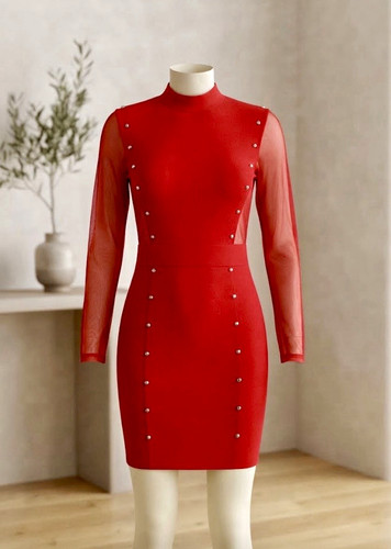 Bodycon kleid rot knielang - bodycon,